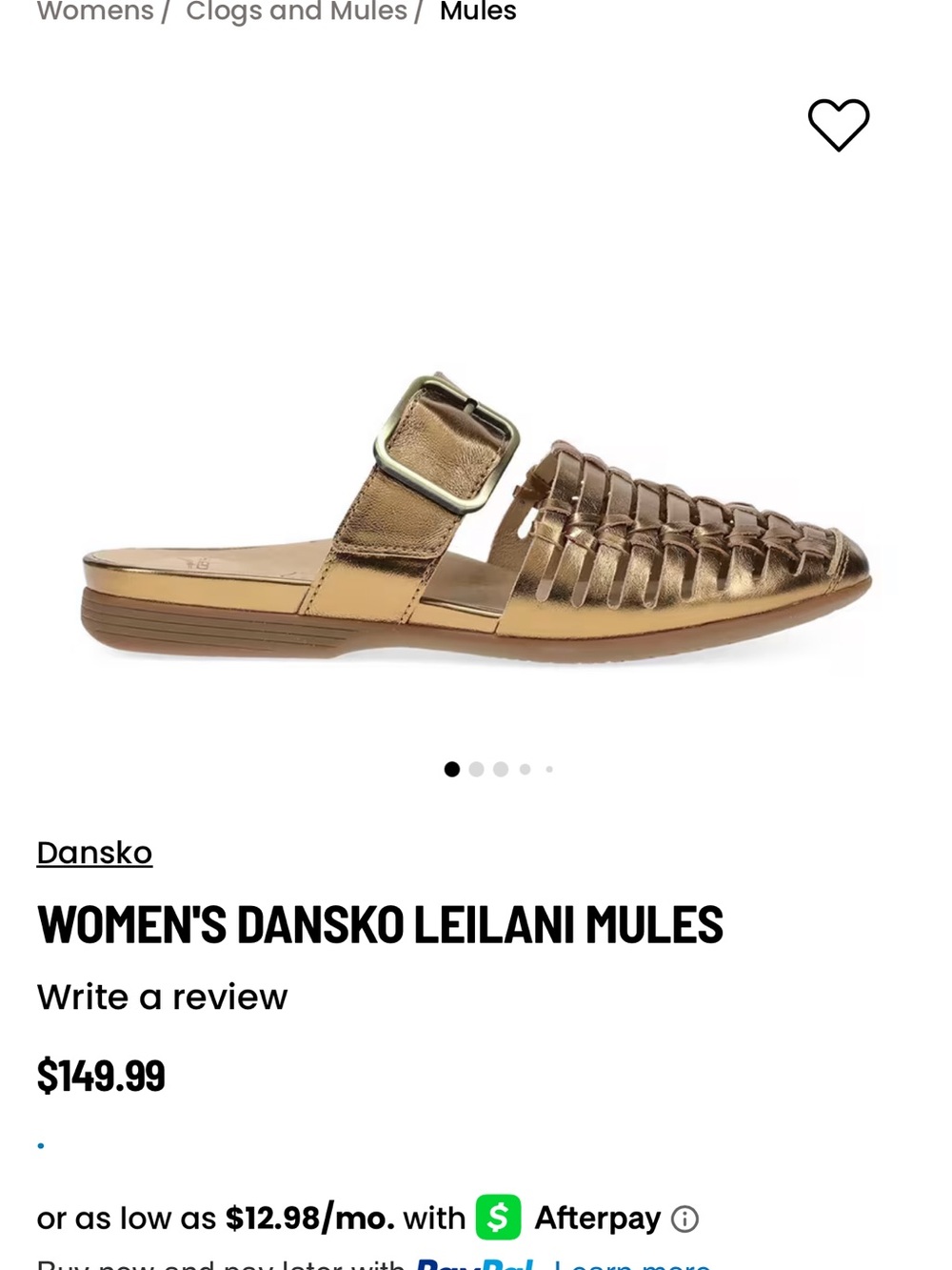 Dansko Metallic Gold Woven Slide Women’s